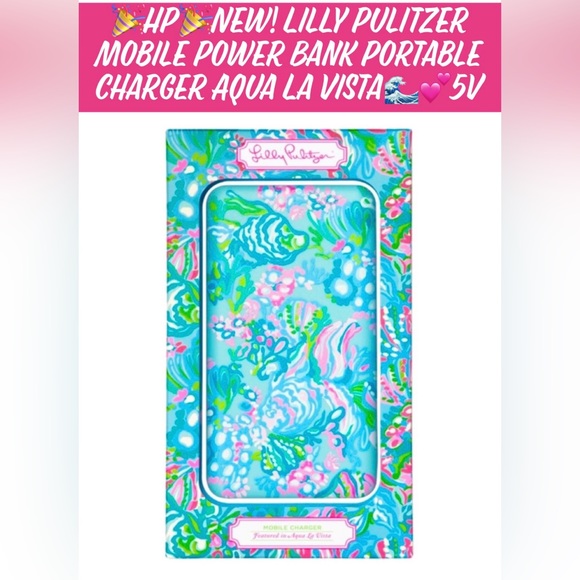 Lilly Pulitzer Other - 🎉HP🎉New! Lilly Pulitzer Mobile Power Bank Portable Charger Aqua La Vista🌊💕5V